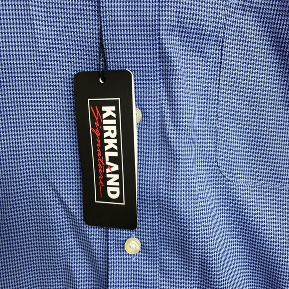 NEW Kirkland Signature Men's 17-36/37 Traditional Fit  Blue Dress Shirt - Picture 7 of 10
